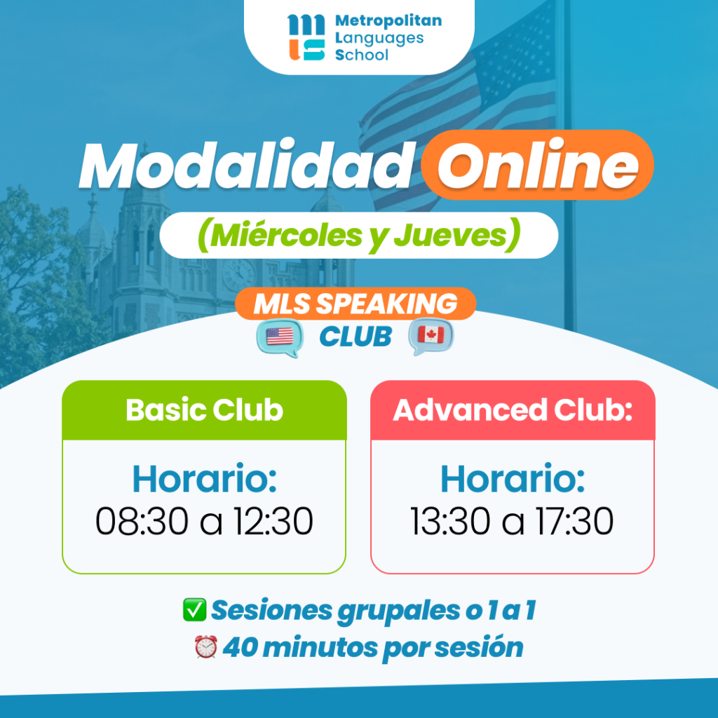 Speaking Club MLS - Modalidad Online - Sesiones de speaking gratuitas para estudiantes UMET
